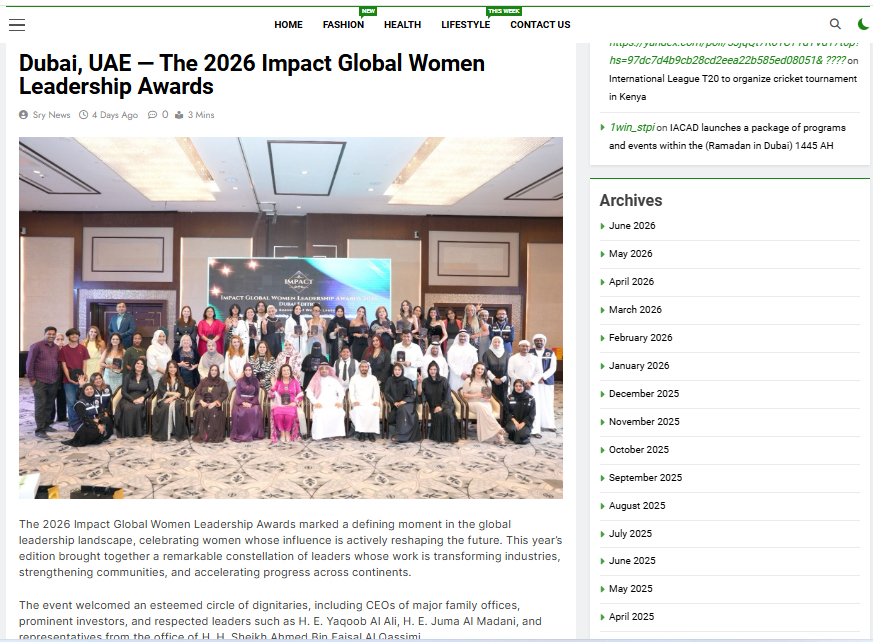 You are currently viewing Dubai, UAE — The 2026 Impact Global Women Leadership Awards